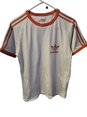 adidas Originals Trefoil Ringer Tee Womens White Orange Logo T Shirt